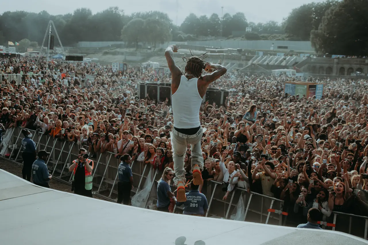 Festival main stage, crowd view
